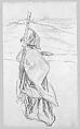 Woman Looking out to Sea, John Singer Sargent (American, Florence 1856–1925 London), Graphite on off-white white wove paper, American