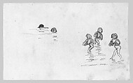 Woman Looking out to Sea, John Singer Sargent (American, Florence 1856–1925 London), Graphite on off-white white wove paper, American