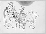 Feeding the Goats, John Singer Sargent (American, Florence 1856–1925 London), Graphite on off-white wove paper, American