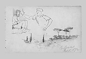 Men; Landscape with Pines, Certosa, John Singer Sargent (American, Florence 1856–1925 London), Graphite on dark gray-green wove paper, American