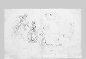 Mystical Marriage of St. Catherine Attended by Doge Francesco Donato, John Singer Sargent (American, Florence 1856–1925 London), Pen and ink and graphite on tracing paper, American