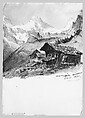 Matterhorn from Zmutt Glacier, Zermatt, recto (from "Splendid Mountain Watercolours" Sketchbook), John Singer Sargent (American, Florence 1856–1925 London), Watercolor and graphite on off-white wove paper, American