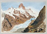 Matterhorn from Zmutt Glacier, Zermatt, recto (from "Splendid Mountain Watercolours" Sketchbook), John Singer Sargent (American, Florence 1856–1925 London), Watercolor and graphite on off-white wove paper, American