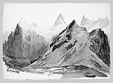 Matterhorn from Zmutt Glacier, Zermatt, recto (from "Splendid Mountain Watercolours" Sketchbook), John Singer Sargent (American, Florence 1856–1925 London), Watercolor and graphite on off-white wove paper, American