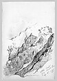 Mountain Study (from Switzerland 1869 Sketchbook), John Singer Sargent (American, Florence 1856–1925 London), Graphite and watercolor on off-white wove paper, American