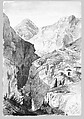Old Baths at Bormio (from Switzerland 1869 Sketchbook), John Singer Sargent (American, Florence 1856–1925 London), Watercolor and graphite on off-white wove paper, American