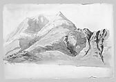 Mountain Study (from Switzerland 1869 Sketchbook), John Singer Sargent (American, Florence 1856–1925 London), Graphite and watercolor on off-white wove paper, American