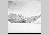 Mountain Study (from Switzerland 1869 Sketchbook), John Singer Sargent (American, Florence 1856–1925 London), Graphite and watercolor on off-white wove paper, American