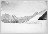 Town at Edge of Mountain Lake (from Switzerland 1869 Sketchbook), John Singer Sargent (American, Florence 1856–1925 London), Watercolor and graphite on off-white wove paper, American