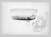 Temples at Sunset, Heads (from Switzerland 1869 Sketchbook), John Singer Sargent (American, Florence 1856–1925 London), Watercolor and graphite on off-white wove paper, American