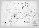 Fish, Caricatures (Inside Back Cover of Switzerland 1869 Sketchbook), John Singer Sargent (American, Florence 1856–1925 London), Graphite on off-white wove paper, American