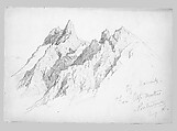Piz Muraigl from Alp Muottas, Pontresina (from Switzerland 1869 Sketchbook), John Singer Sargent (American, Florence 1856–1925 London), Graphite on off-white wove paper, American