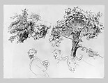 Trees and Foliage, Head of a Bull, Man (from Switzerland 1870 Sketchbook), John Singer Sargent (American, Florence 1856–1925 London), Graphite on off-white wove paper, American