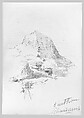 Breithorn and Schmadribach Falls (from Switzerland 1870 Sketchbook), John Singer Sargent (American, Florence 1856–1925 London), Graphite on off-white wove paper, American