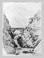Railway Bridge at Dazio Grande, St. Gotthard (from Switzerland 1870 Sketchbook), John Singer Sargent (American, Florence 1856–1925 London), Wax crayon on off-white wove paper, American