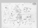 Heads (Inside Back Cover of Switzerland 1870 Sketchbook), John Singer Sargent (American, Florence 1856–1925 London), Graphite on off-white wove paper, American