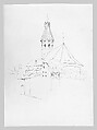 Rooftops and Spire (from Switzerland 1870 Sketchbook), John Singer Sargent (American, Florence 1856–1925 London), Graphite on off-white wove paper, American