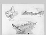 Three Views of the Bernese Oberland from Thun (from Switzerland 1870 Sketchbook), John Singer Sargent (American, Florence 1856–1925 London), Graphite on off-white wove paper, American