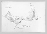 Man on Horseback, Woman Carrying a Jug, Figure with Halo, and other Figure Studies (from Switzerland 1870 Sketchbook), John Singer Sargent (American, Florence 1856–1925 London), Graphite on paper, American