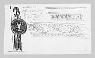Classical Ornament and Warrior (from Scrapbook), John Singer Sargent (American, Florence 1856–1925 London), Graphite on off-white wove paper, American