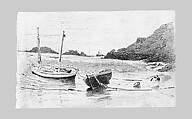 Two Small Boats Moored to Beach (from Scrapbook), John Singer Sargent (American, Florence 1856–1925 London), Graphite on off-white wove paper, American