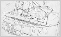 Lifeboats on Davits (from Scrapbook), John Singer Sargent (American, Florence 1856–1925 London), Graphite on off-white wove paper, American