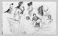 Lifeboats on Davits (from Scrapbook), John Singer Sargent (American, Florence 1856–1925 London), Graphite on off-white wove paper, American
