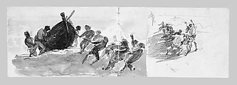 Lifeboats on Davits (from Scrapbook), John Singer Sargent (American, Florence 1856–1925 London), Graphite on off-white wove paper, American