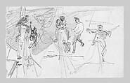 Sailors in Rigging of Ship (from Scrapbook), John Singer Sargent (American, Florence 1856–1925 London), Graphite on off-white wove paper, American