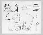 Egyptian Motifs and Musical Instruments (from Scrapbook), John Singer Sargent (American, Florence 1856–1925 London), Pen and ink on off-white wove paper, American