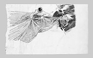 Two Sailors Furling Sail (from scrapbook), John Singer Sargent (American, Florence 1856–1925 London), Watercolor and graphite on off-white paper, American