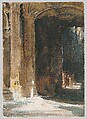 Cathedral Interior, John Singer Sargent (American, Florence 1856–1925 London), Watercolor and graphite on white wove paper, American