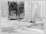 Patio de los Leones, Alhambra, John Singer Sargent (American, Florence 1856–1925 London), Watercolor, gouache, and graphite on off-white wove paper, American