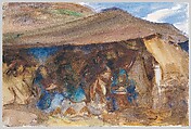 Bedouin Tent, John Singer Sargent (American, Florence 1856–1925 London), Watercolor on white wove paper, American