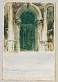 Green Door, Santa Maria della Salute, John Singer Sargent (American, Florence 1856–1925 London), Watercolor, graphite, gouache, and wax crayon on white wove paper, American