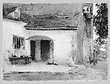 House and Courtyard, John Singer Sargent (American, Florence 1856–1925 London), Watercolor and gouache on white wove paper, American
