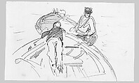 Two Men in Boats, John Singer Sargent (American, Florence 1856–1925 London), Graphite on off-white wove paper, American