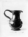 Pitcher, Free-blown amber glass, American
