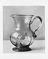 Pitcher, Blown blue glass with applied decoration, American