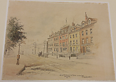 Old Steamship Row in the 1880's, New York, F. Leo Hunter (1862–1946), Graphite and watercolor on paper, American