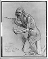 Study for the Question of the Sphinx, Elihu Vedder (American, New York 1836–1923 Rome), Chalk on dark brown wove paper, American