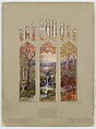 Suggestion for window in residence of Mr. L.D. Towle, Boston, Massachusetts, Approved by Louis C. Tiffany (American, New York 1848–1933 New York), Watercolor, gouache, ink, and graphite on artist board with original mat, American