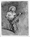 Cowboy Singing, Thomas Eakins (American, Philadelphia, Pennsylvania 1844–1916 Philadelphia, Pennsylvania), Watercolor and graphite on off-white wove paper, American