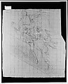 Study for "The Siege of Gibraltar": Figures Astride Spar, John Singleton Copley (American, Boston, Massachusetts 1738–1815 London), Black and red chalk and white-chalk heightening on dark blue laid paper, American