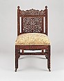 Chair, Designed by Lockwood de Forest (American, New York 1850–1932 Santa Barbara, California), Probably teak; silk embroidery on linen, American