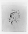 Head of a Man Wearing a Helmet (from McGuire Scrapbook), George Augustus Baker Jr., Graphite on off-white wove paper, American