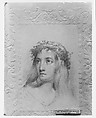 Ophelia (from McGuire Scrapbook), Probably Cephas Giovanni Thompson (1809–1888), Graphite with white-chalk heightening on embossed grey green paper, American