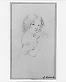 Child (from McGuire Scrapbook), John Cranch (1807–1891), Graphite on off-white wove paper, mounted on embossed blue paper, American