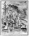 Trees and Stream, Walter Shirlaw (American, Paisley, Scotland 1838–1909 Madrid), Graphite and watercolor on off-white laid paper, American