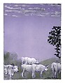 Landscape with Cows, Arthur B. Davies (American, Utica, New York 1862–1928 Florence), Watercolor, pastel, graphite, and gouache on blue laid paper, American